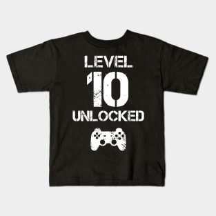 Level 10 Unlocked T-Shirt - 10th Birthday Gift Kids T-Shirt